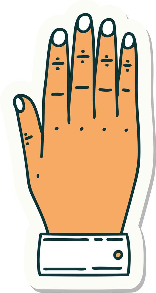 pegatina de tatuaje al estilo tradicional de una mano vector