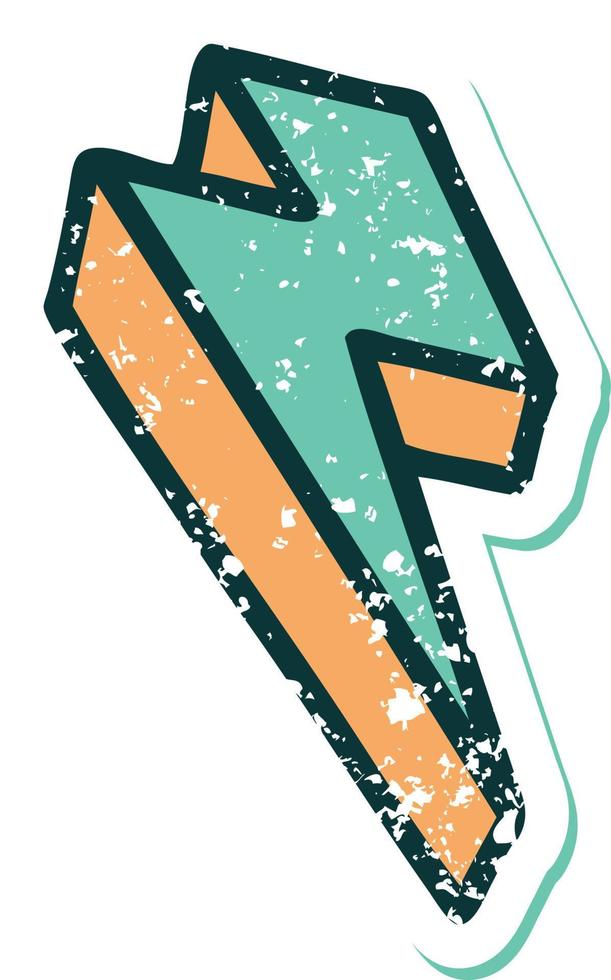 iconic distressed sticker tattoo style image of lighting bolt vector