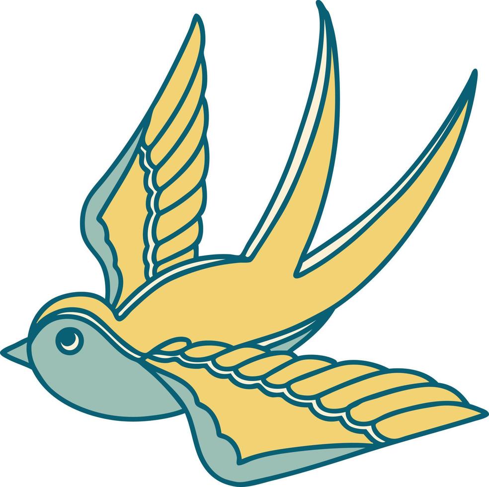 iconic tattoo style image of a swallow vector