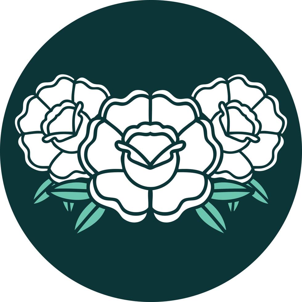 iconic tattoo style image of a bouquet of flowers vector
