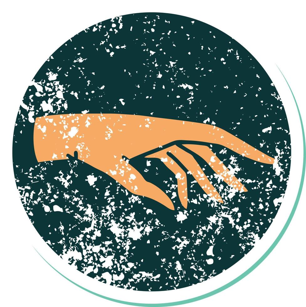 iconic distressed sticker tattoo style image of a hand vector