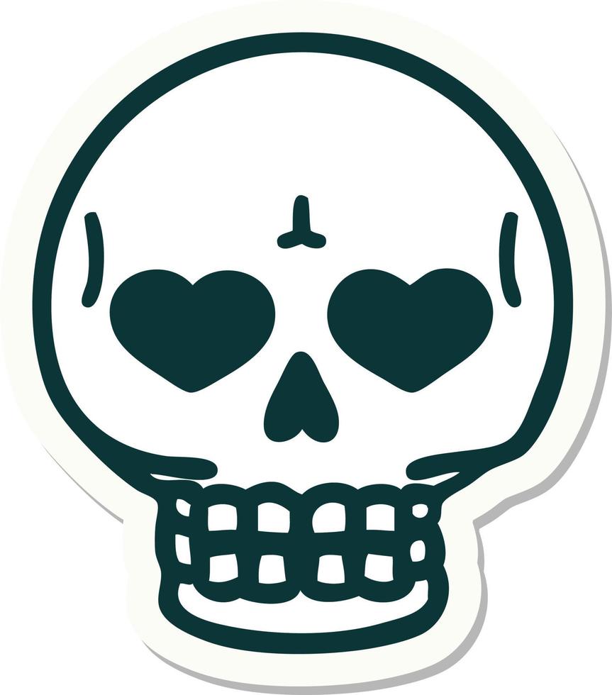 pegatina de tatuaje al estilo tradicional de una calavera vector