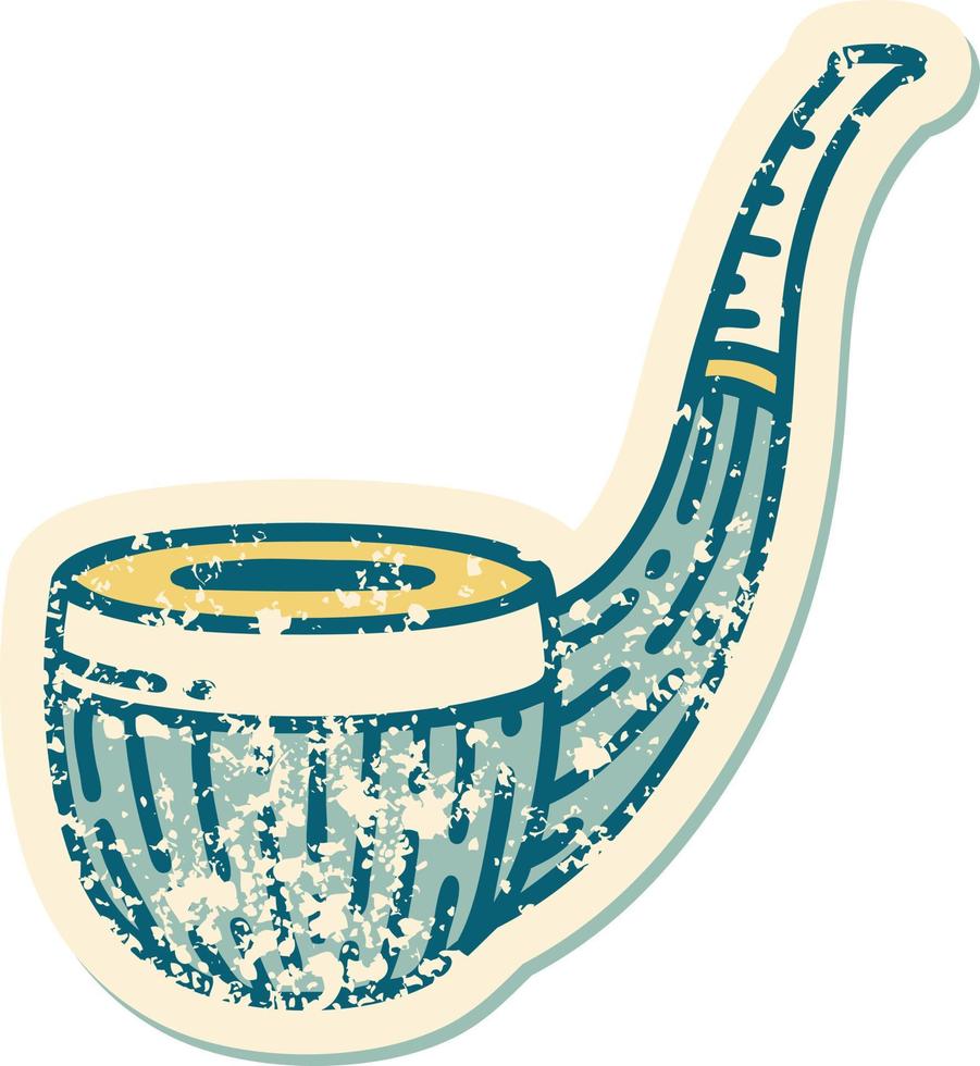 iconic distressed sticker tattoo style image of a smokers pipe vector