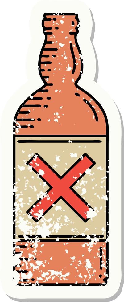 distressed sticker tattoo in traditional style of a bottle vector