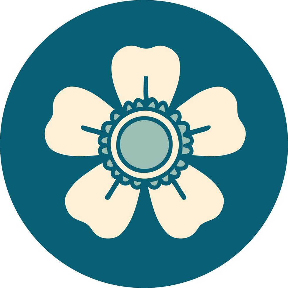 iconic tattoo style image of a flower vector