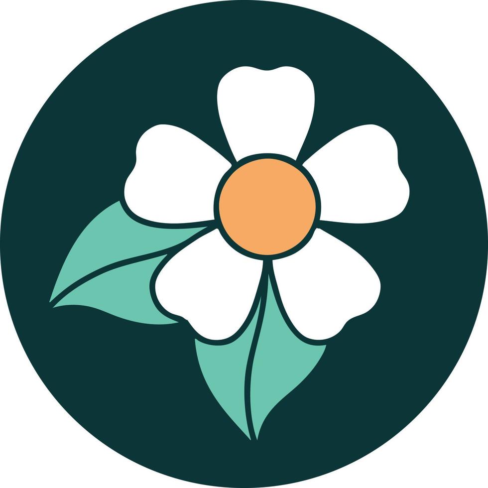iconic tattoo style image of a flower vector