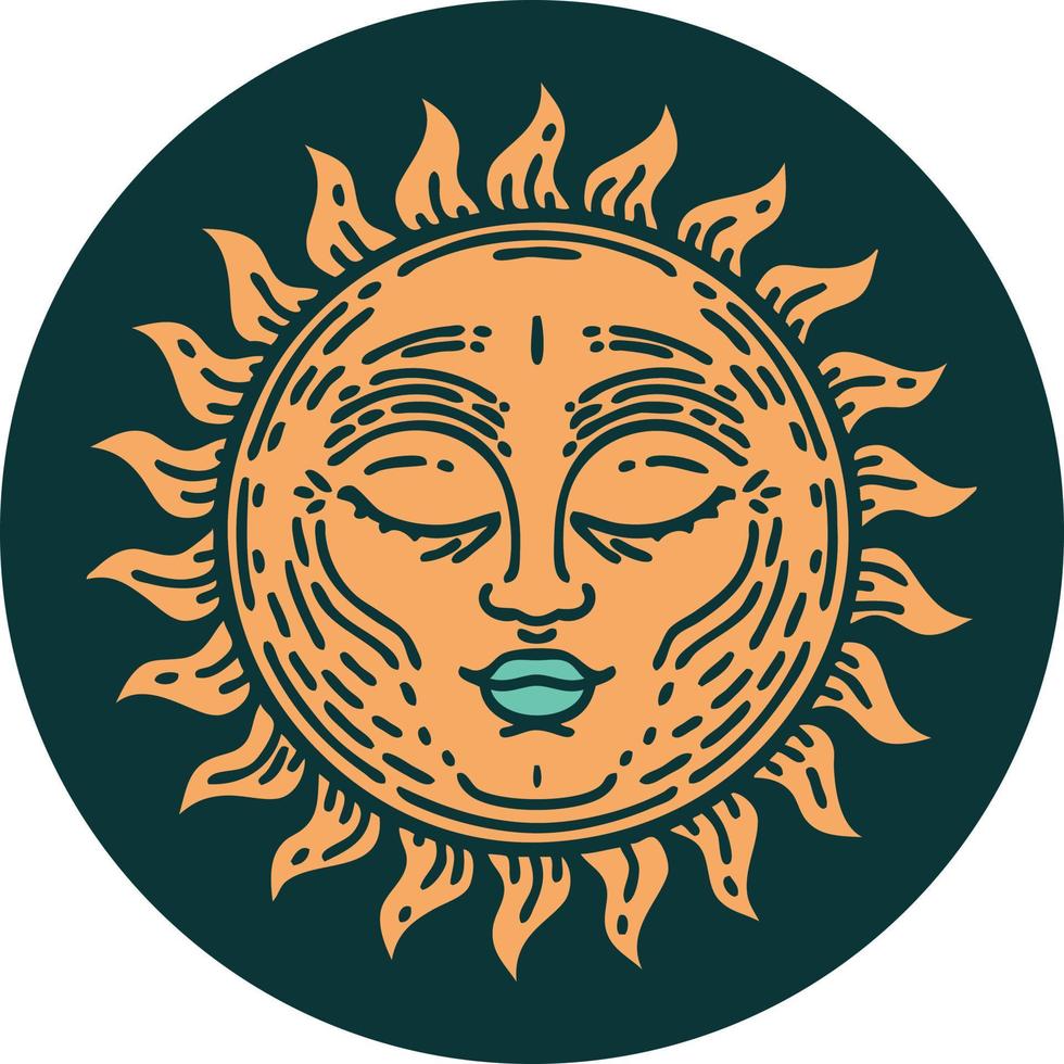 iconic tattoo style image of a sun vector