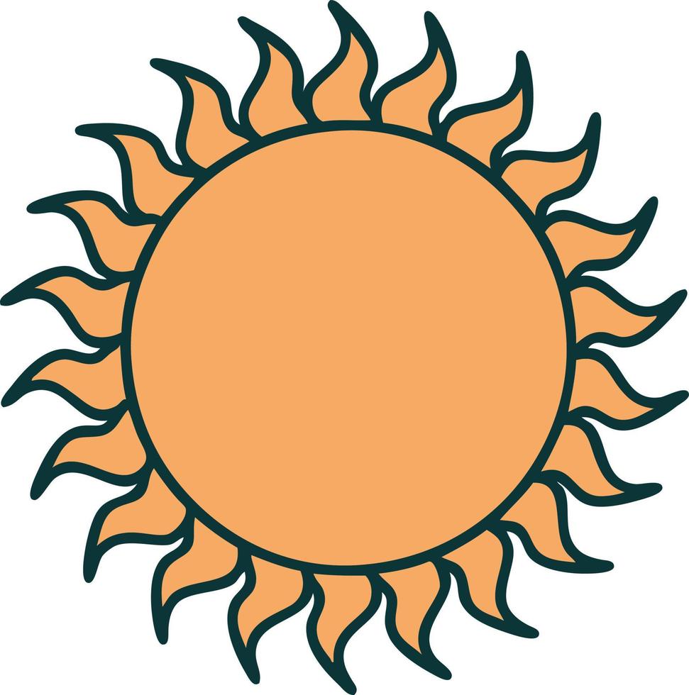 iconic tattoo style image of a sun vector