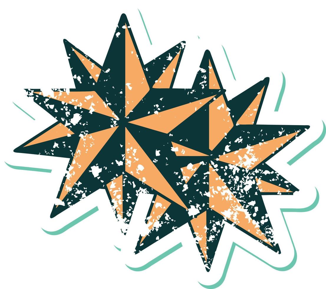 iconic distressed sticker tattoo style image of stars vector