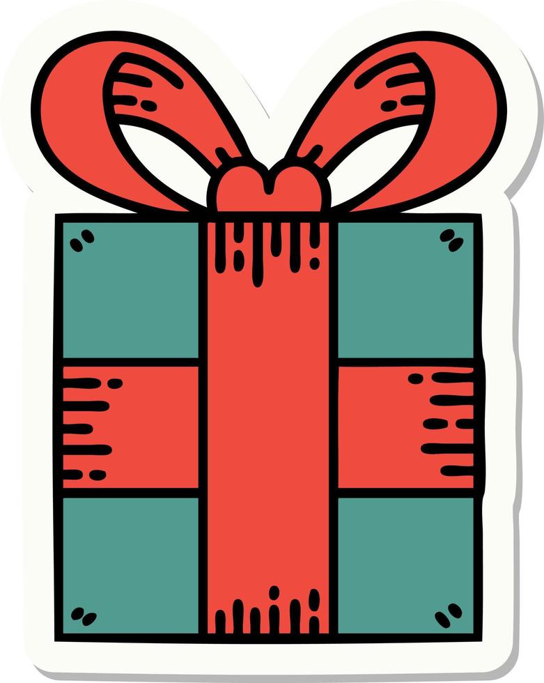 sticker of tattoo in traditional style of a present vector