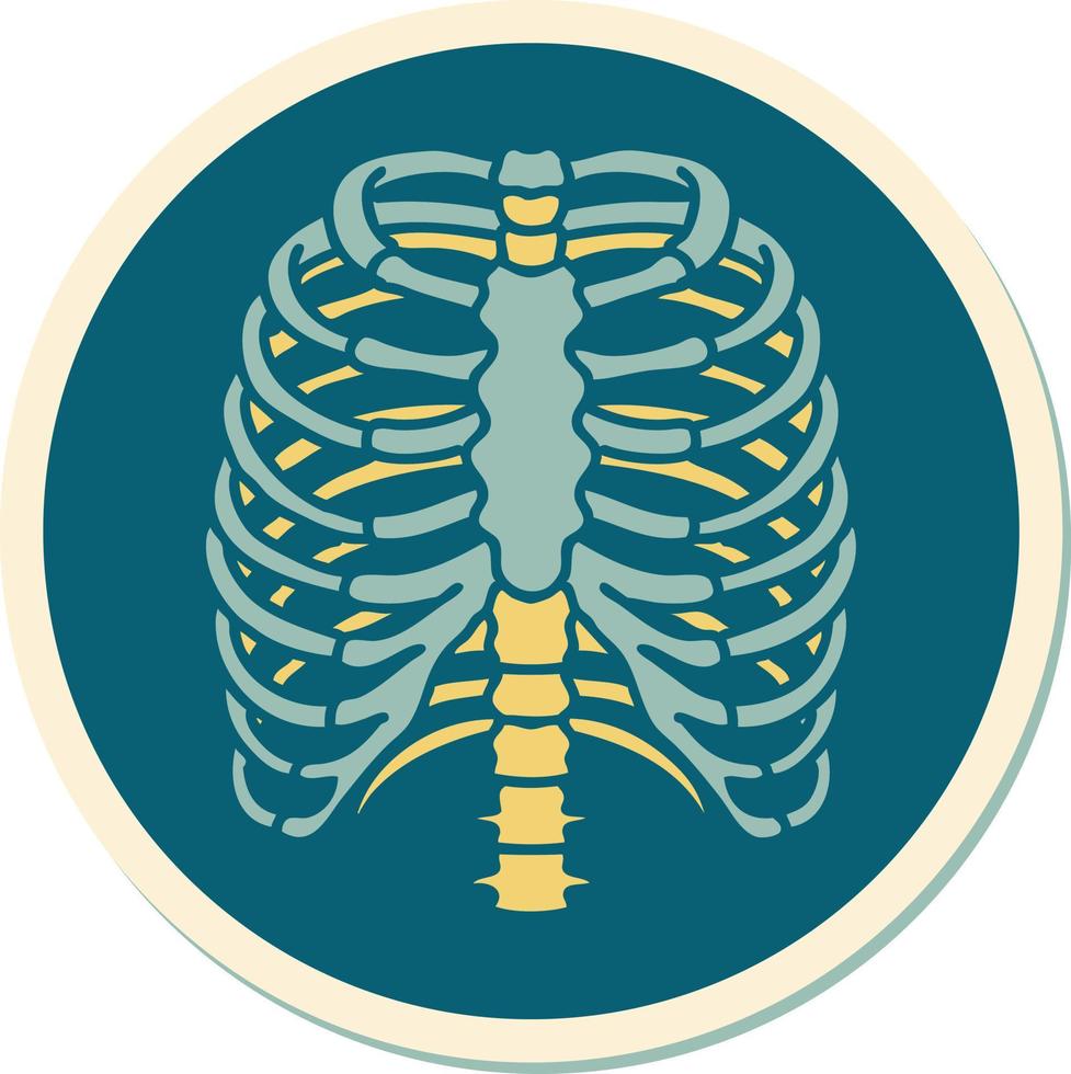 sticker of tattoo in traditional style of a rib cage vector