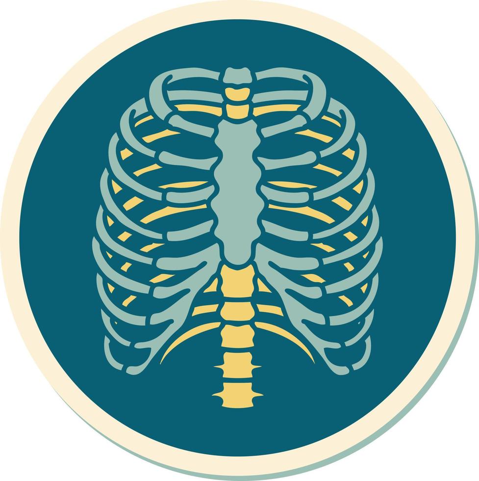 sticker of tattoo in traditional style of a rib cage vector