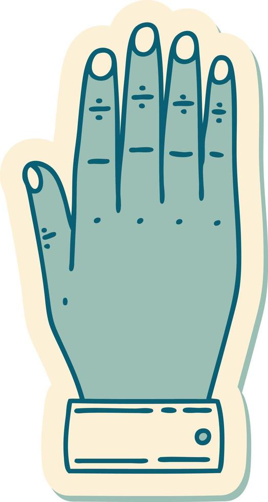 pegatina de tatuaje al estilo tradicional de una mano vector