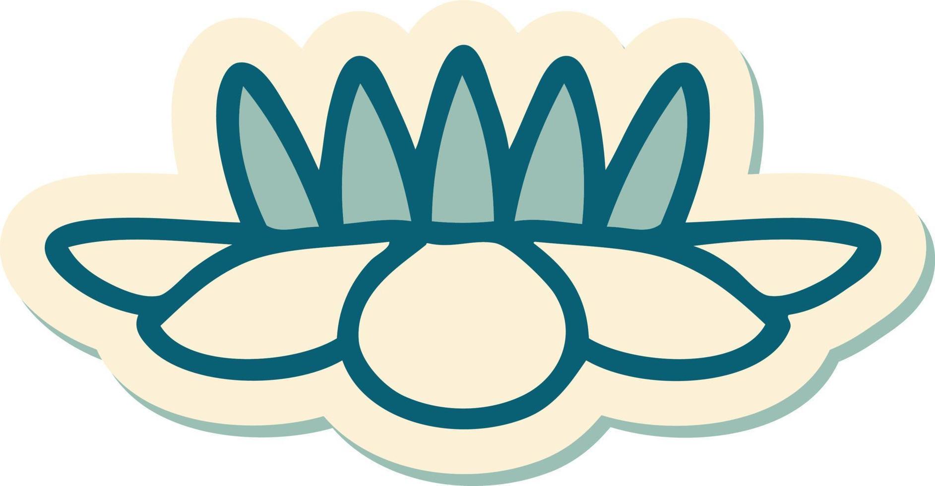 sticker of tattoo in traditional style of a lily pad flower vector