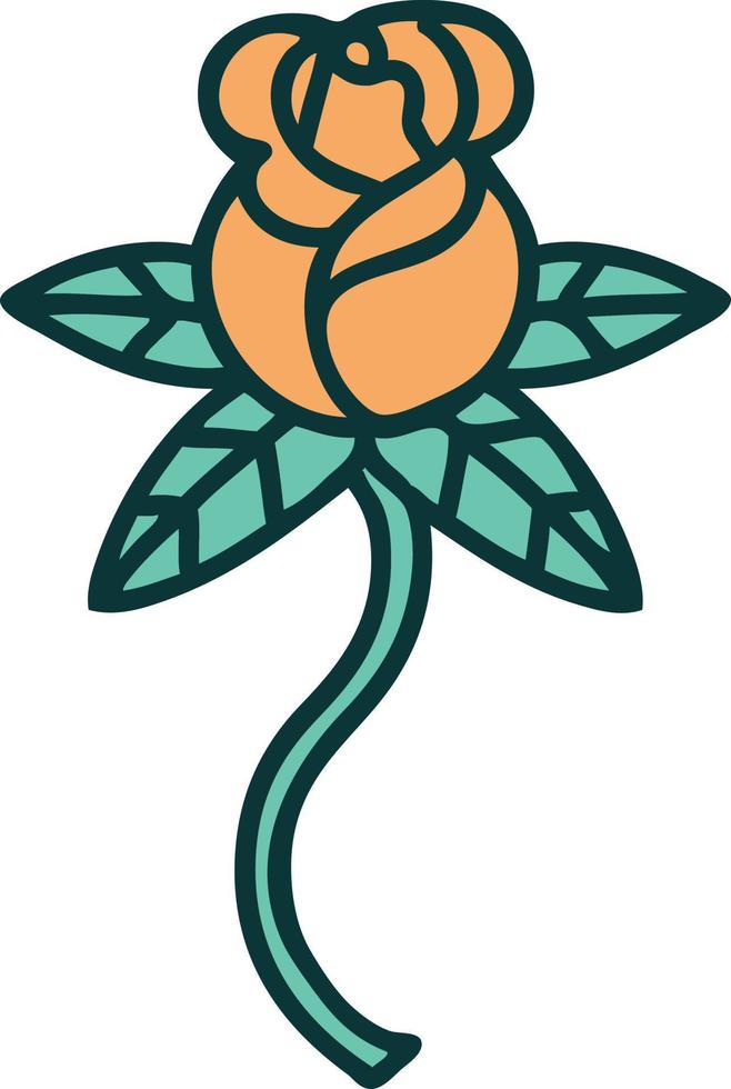 iconic tattoo style image of rose vector