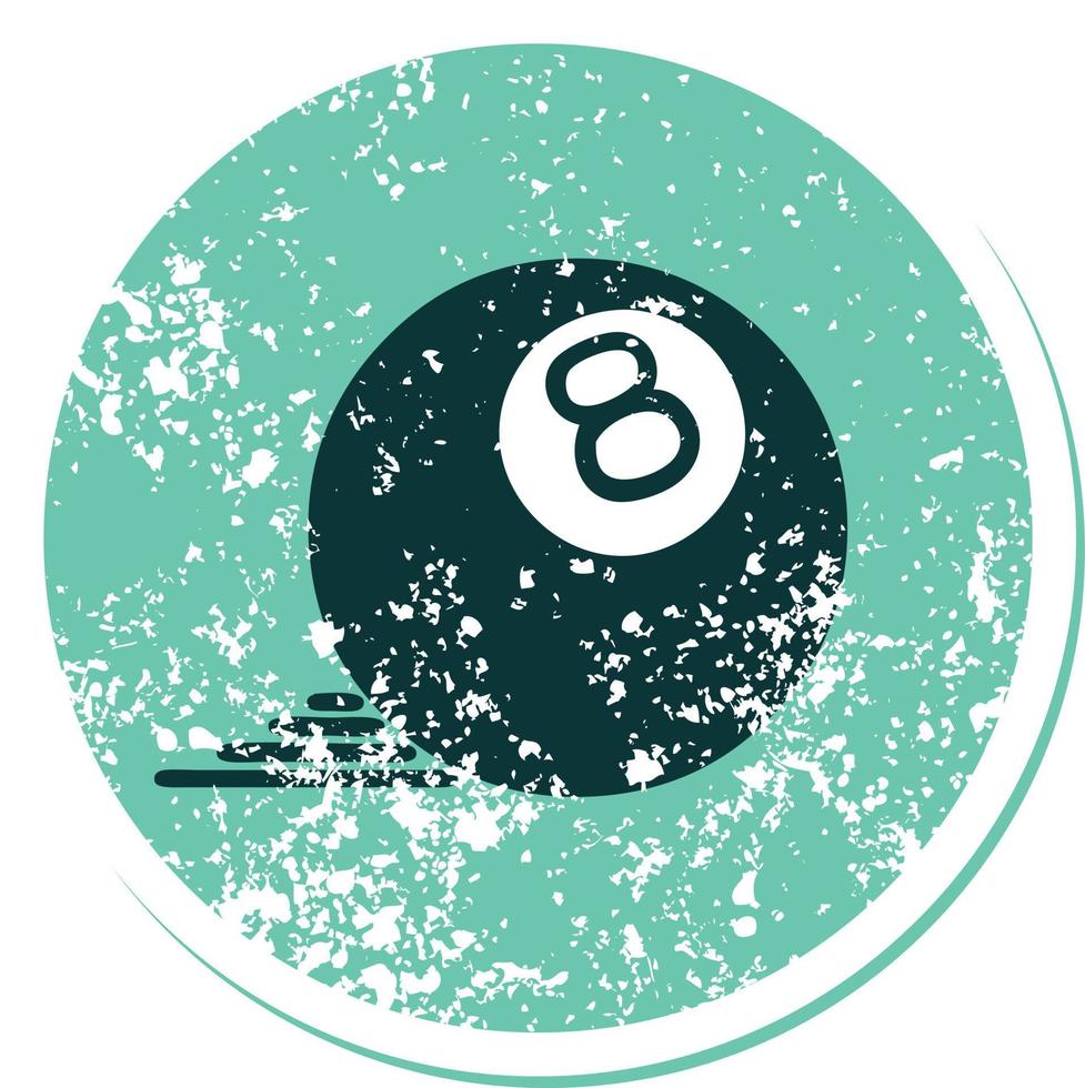 iconic distressed sticker tattoo style image of 8 ball vector