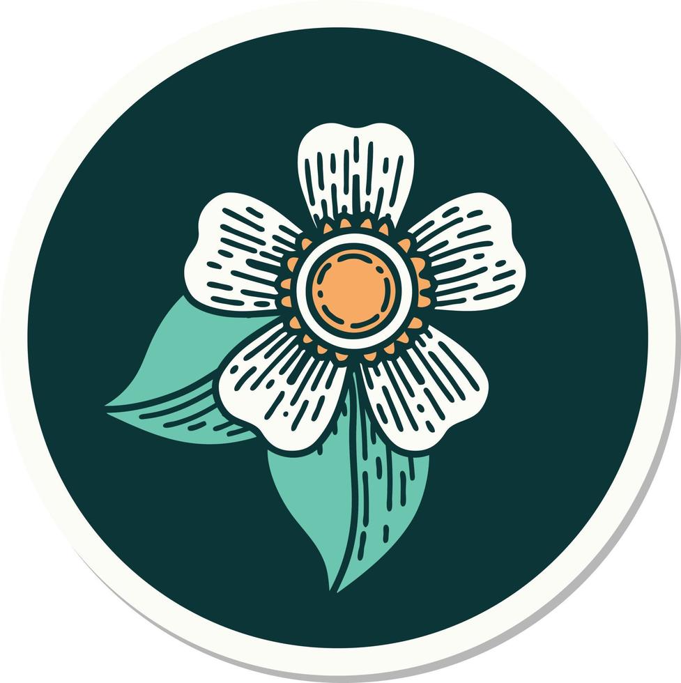 sticker of tattoo in traditional style of a flower vector