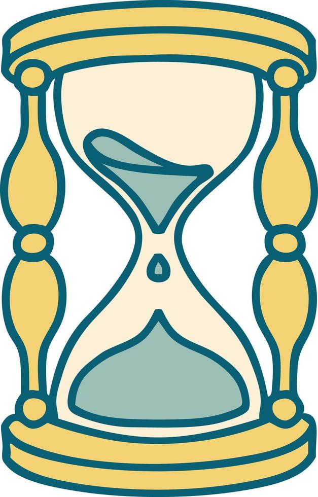 iconic tattoo style image of an hour glass vector