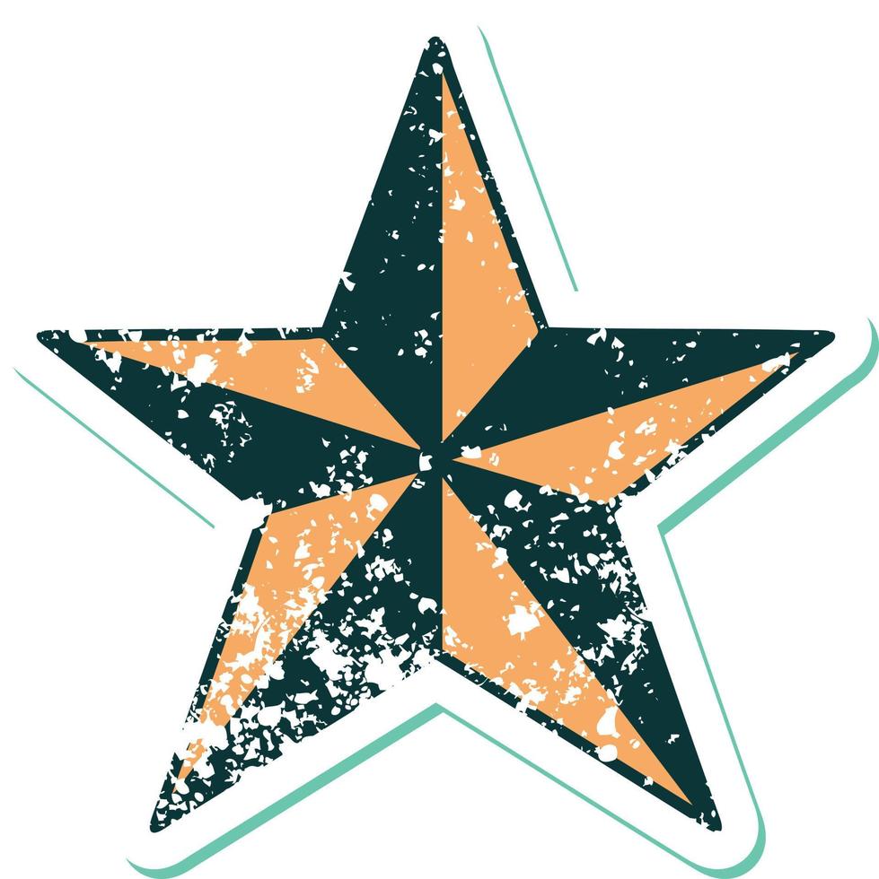 iconic distressed sticker tattoo style image of a star vector