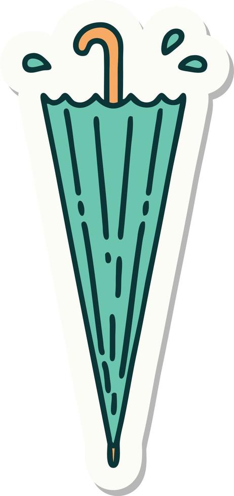 sticker of tattoo in traditional style of a closed umbrella vector