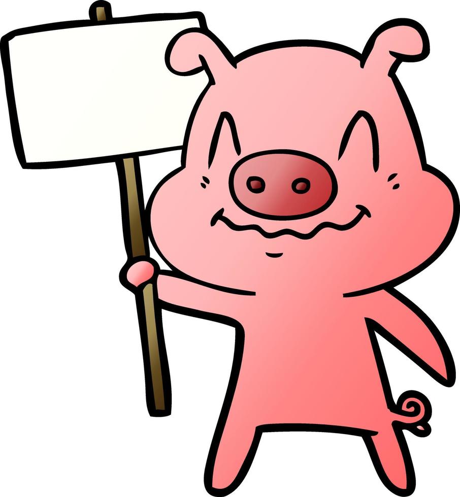 nervous cartoon pig vector