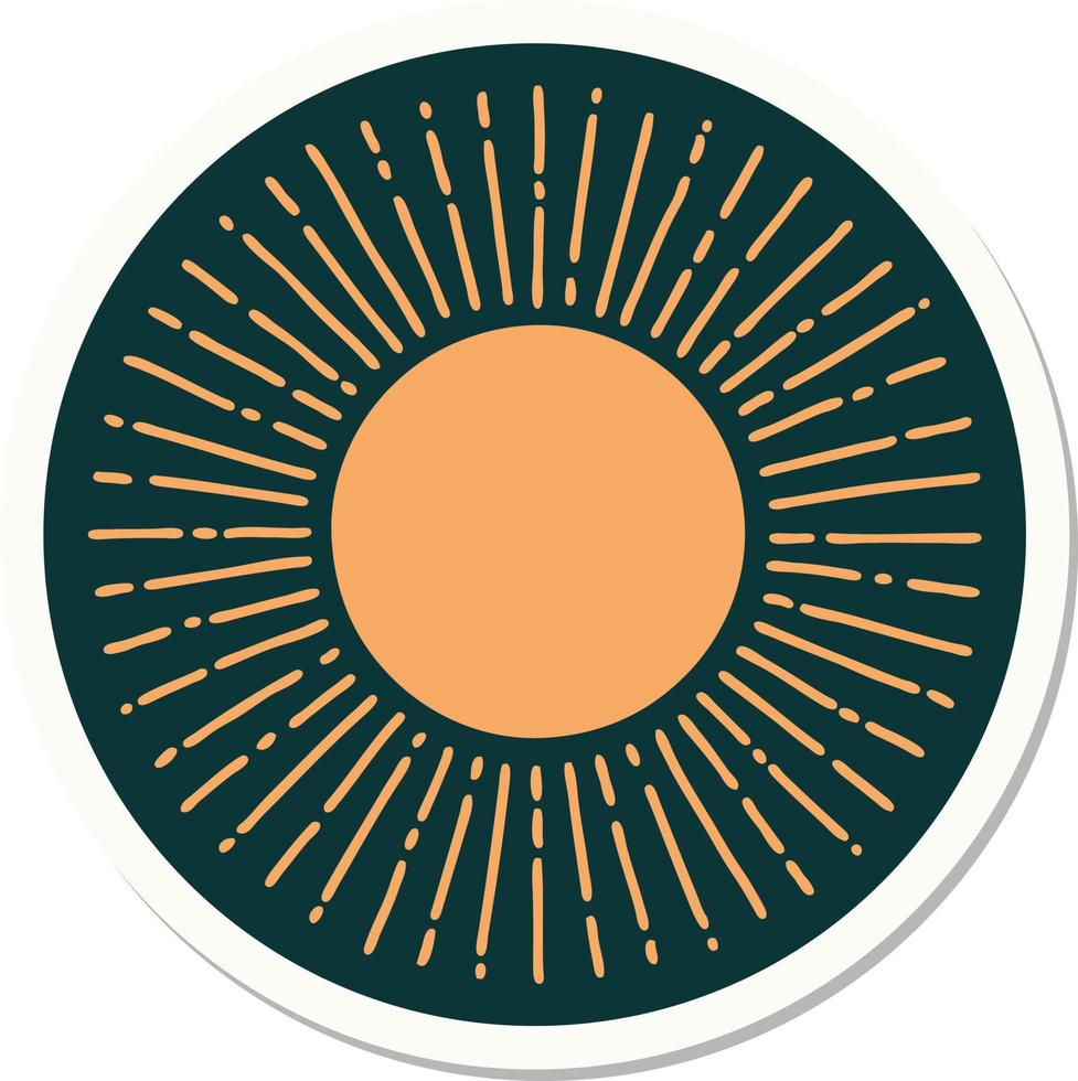 sticker of tattoo in traditional style of a sun vector