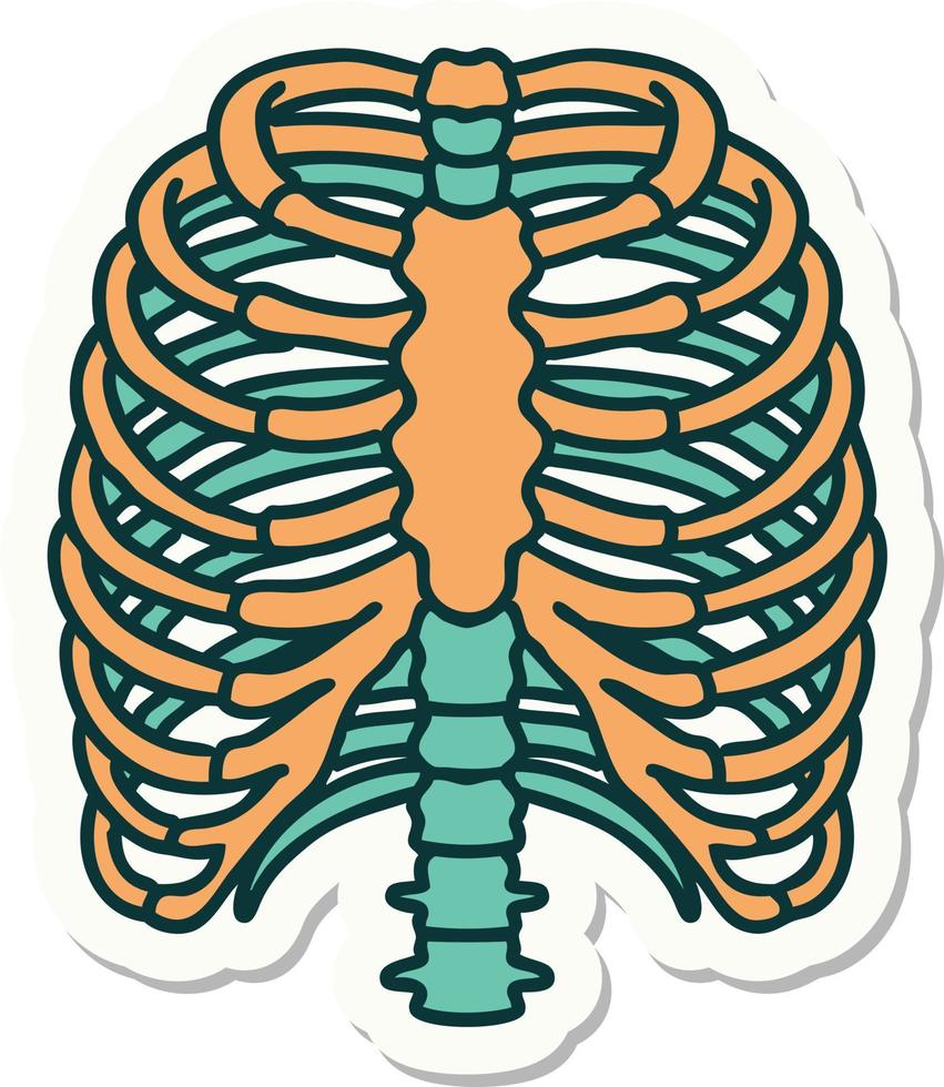 sticker of tattoo in traditional style of a rib cage vector