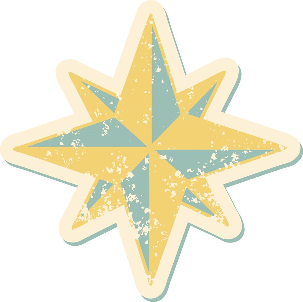 iconic distressed sticker tattoo style image of a star vector