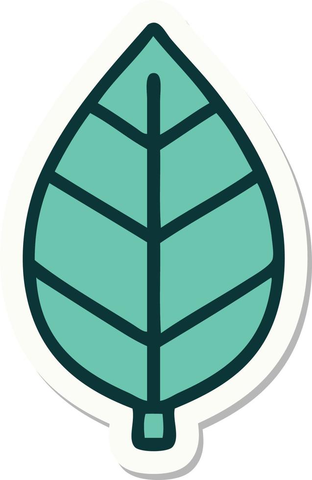 sticker of tattoo in traditional style of leaf vector