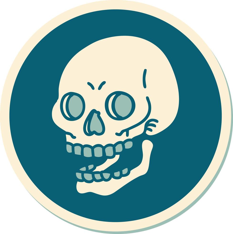 sticker of tattoo in traditional style of a skull vector