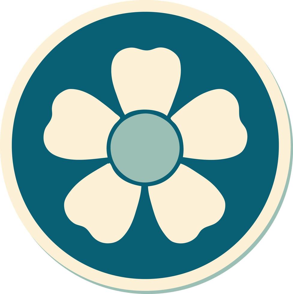 sticker of tattoo in traditional style of a flower vector