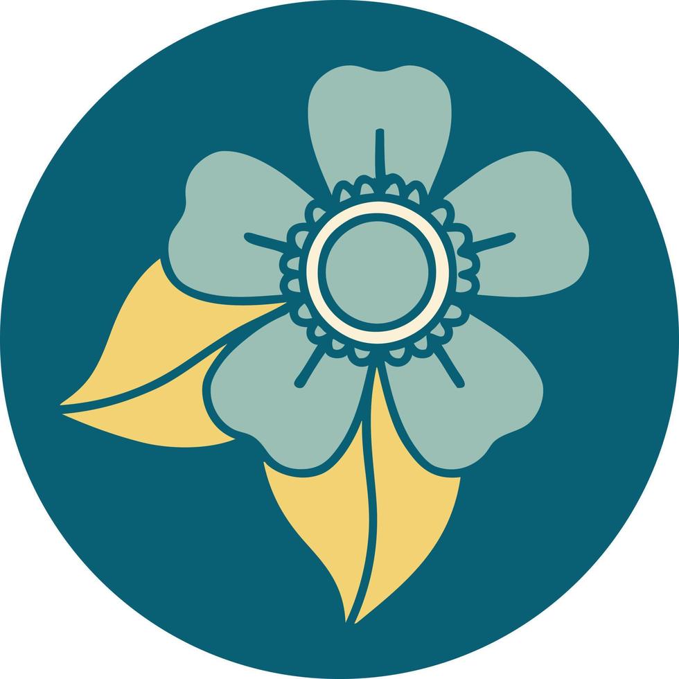iconic tattoo style image of a flower vector