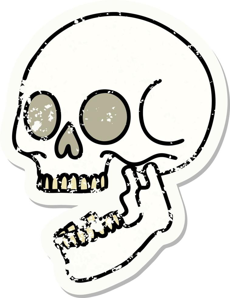 distressed sticker tattoo in traditional style of a skull vector