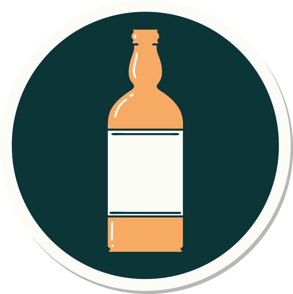 sticker of tattoo in traditional style of a bottle vector