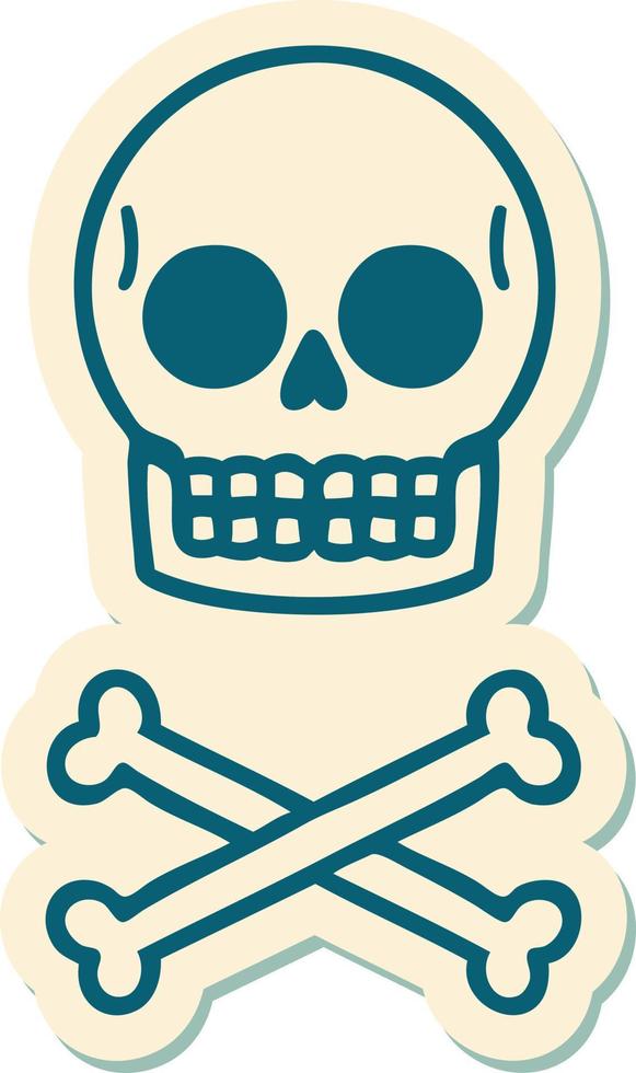 sticker of tattoo in traditional style of a skull vector