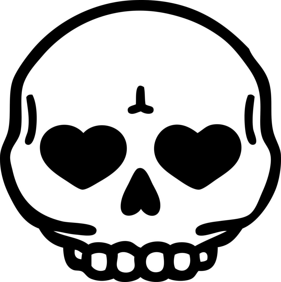 tattoo in black line style of a skull vector