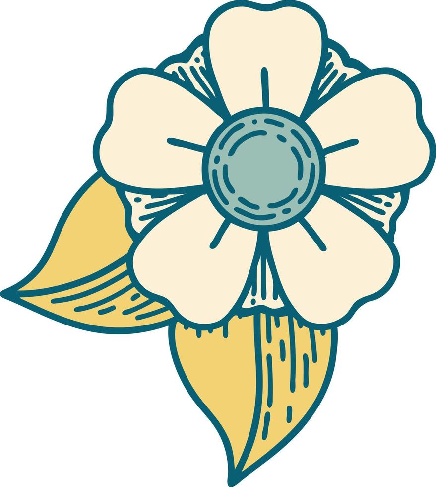 iconic tattoo style image of a flower vector