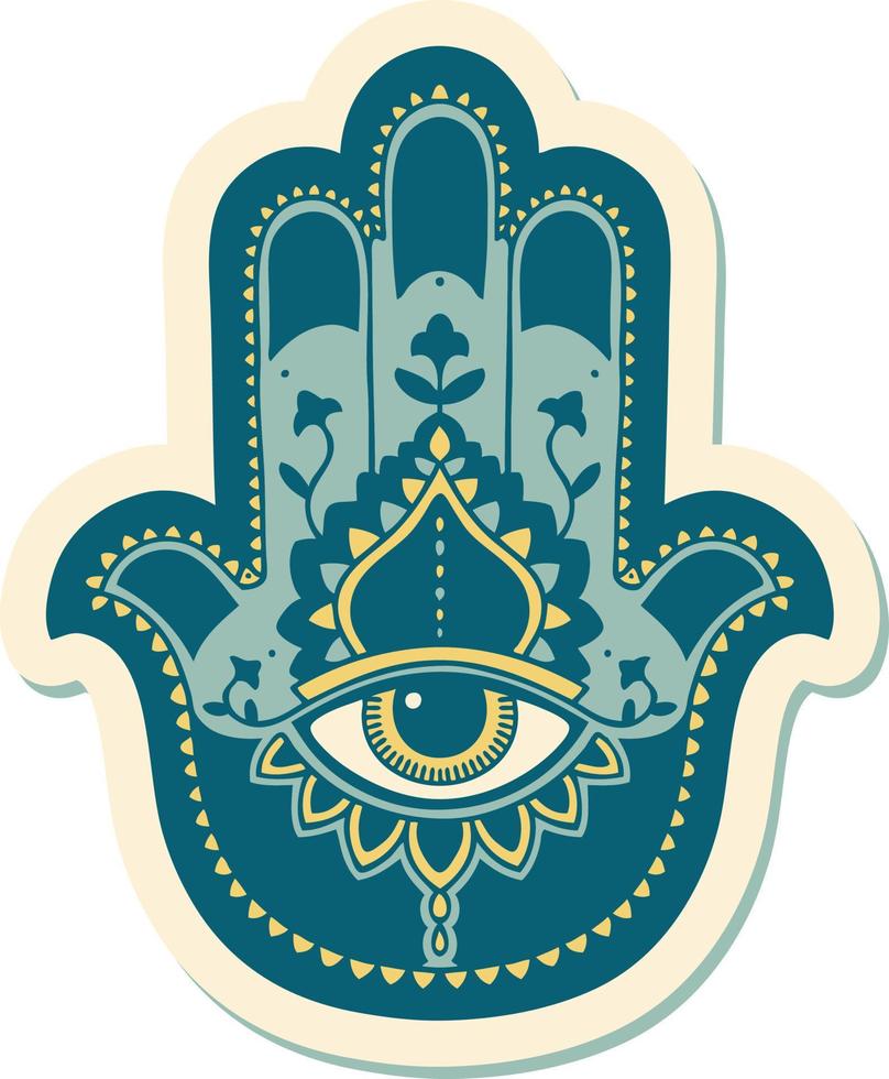 sticker of tattoo in traditional style of a hamza vector