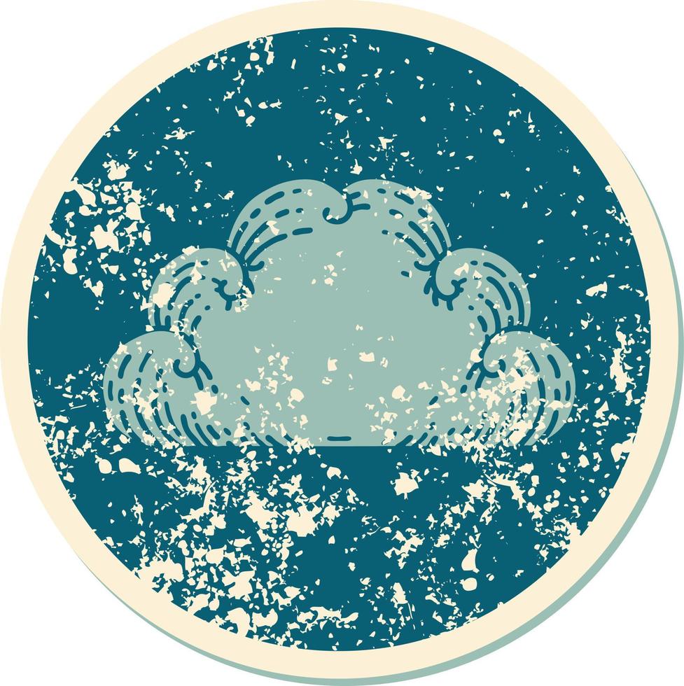 iconic distressed sticker tattoo style image of a cloud vector