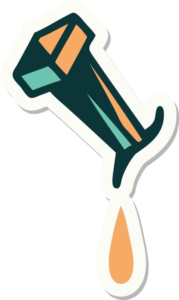 sticker of tattoo in traditional style of iron nail vector