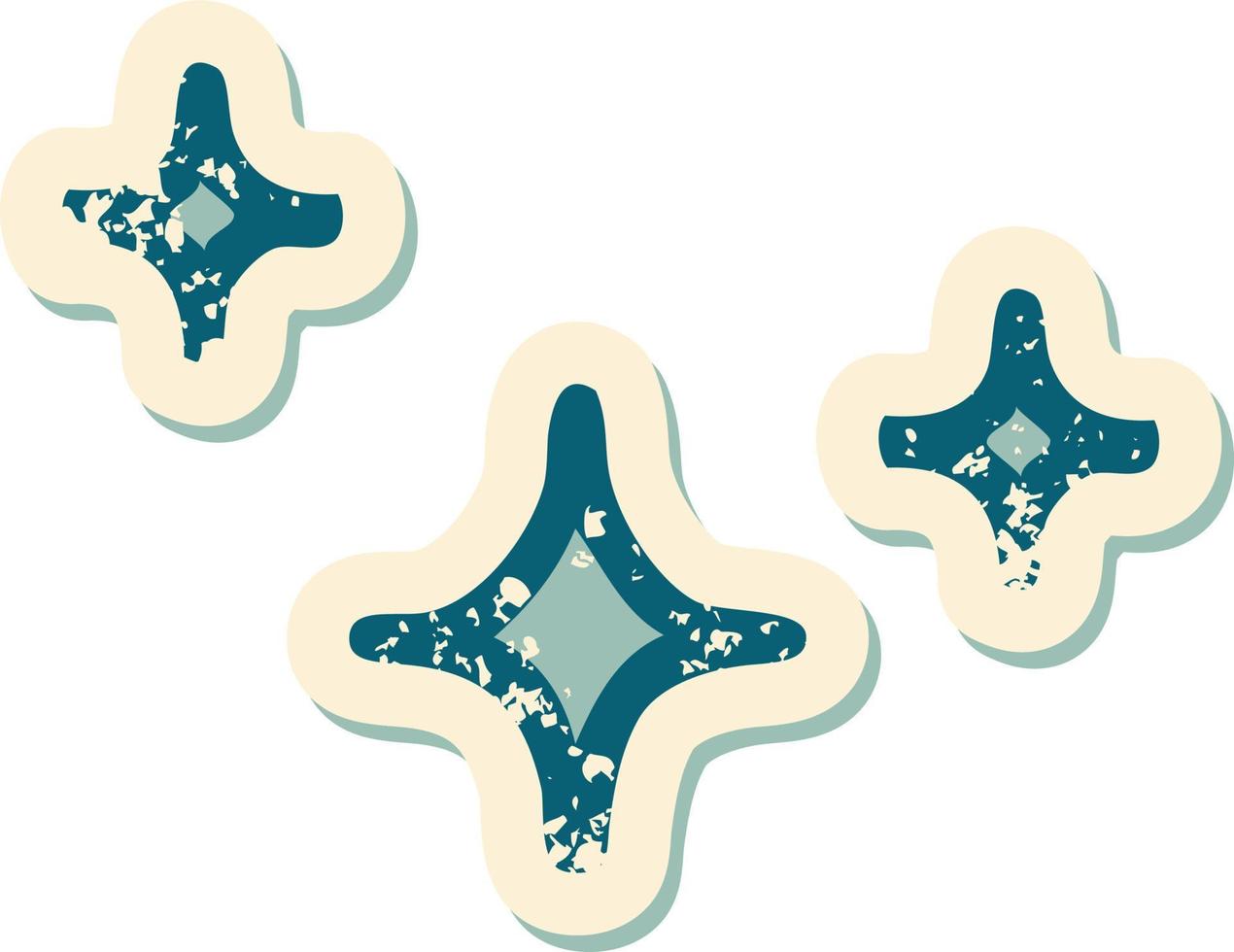 iconic distressed sticker tattoo style image of a stars vector