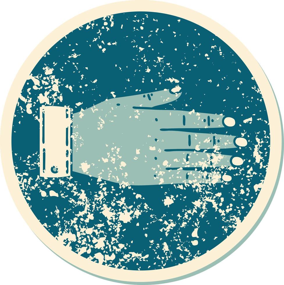 iconic distressed sticker tattoo style image of a hand vector