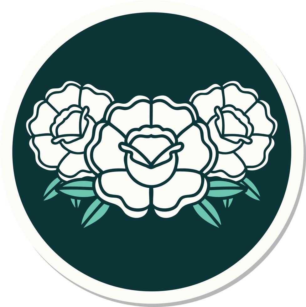 sticker of tattoo in traditional style of a bouquet of flowers vector