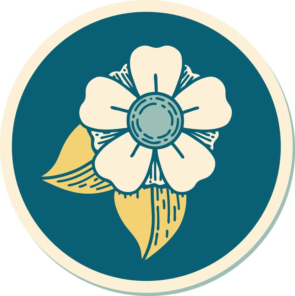 sticker of tattoo in traditional style of a flower vector