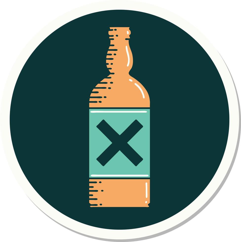 sticker of tattoo in traditional style of a bottle vector