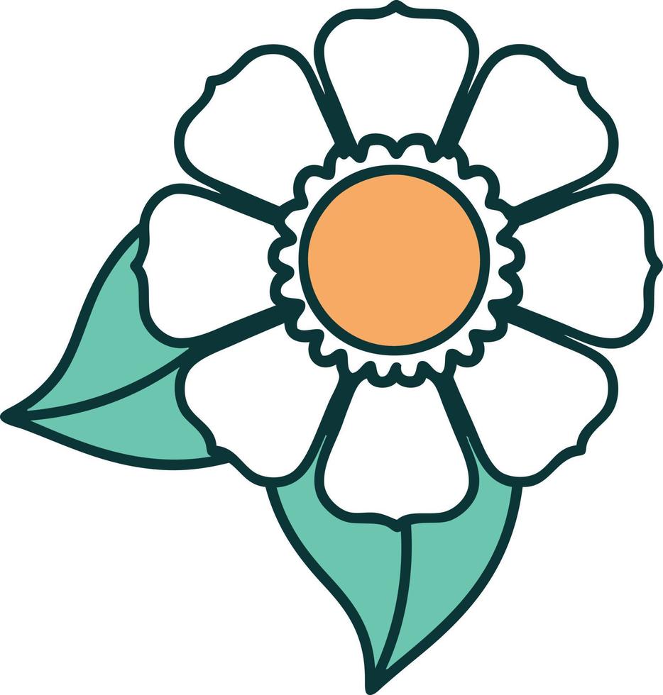 iconic tattoo style image of a flower vector