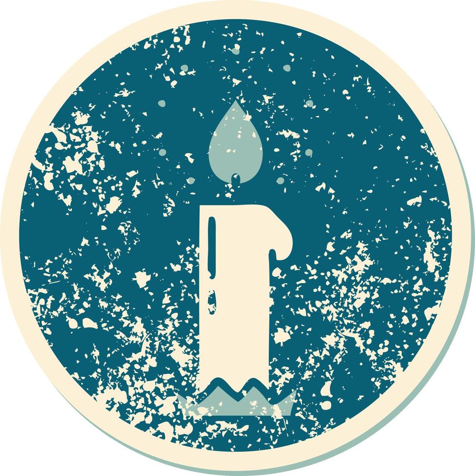 iconic distressed sticker tattoo style image of a candle vector