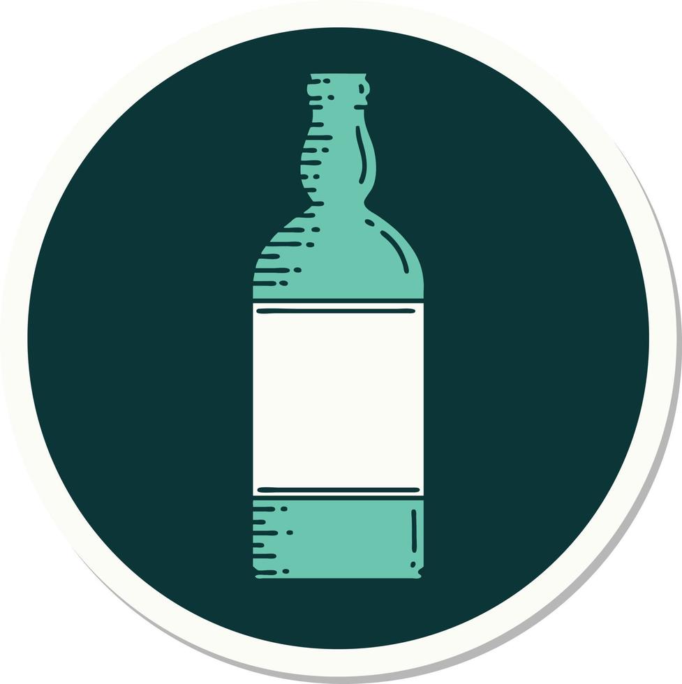 sticker of tattoo in traditional style of a bottle vector