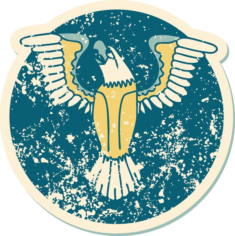 iconic distressed sticker tattoo style image of an american eagle vector