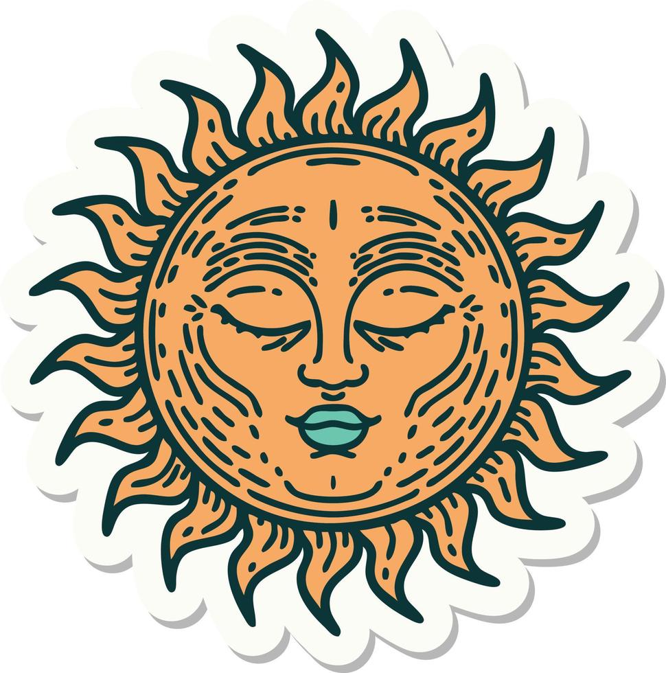 sticker of tattoo in traditional style of a sun vector